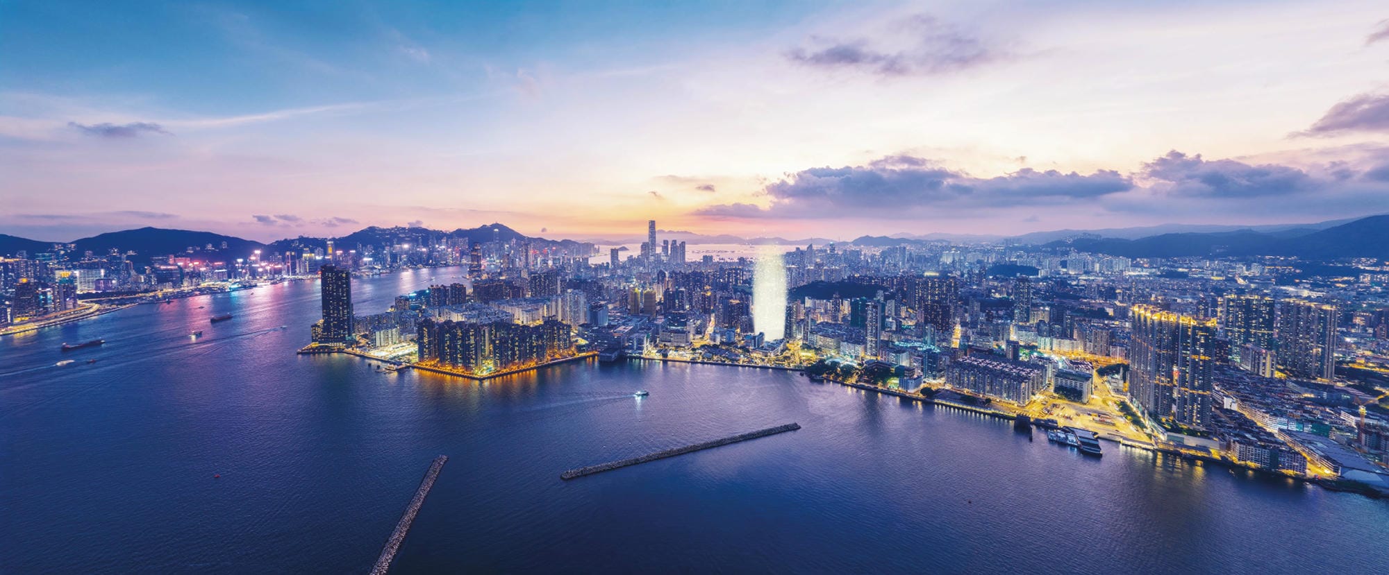 維多利亞港暮色天際線